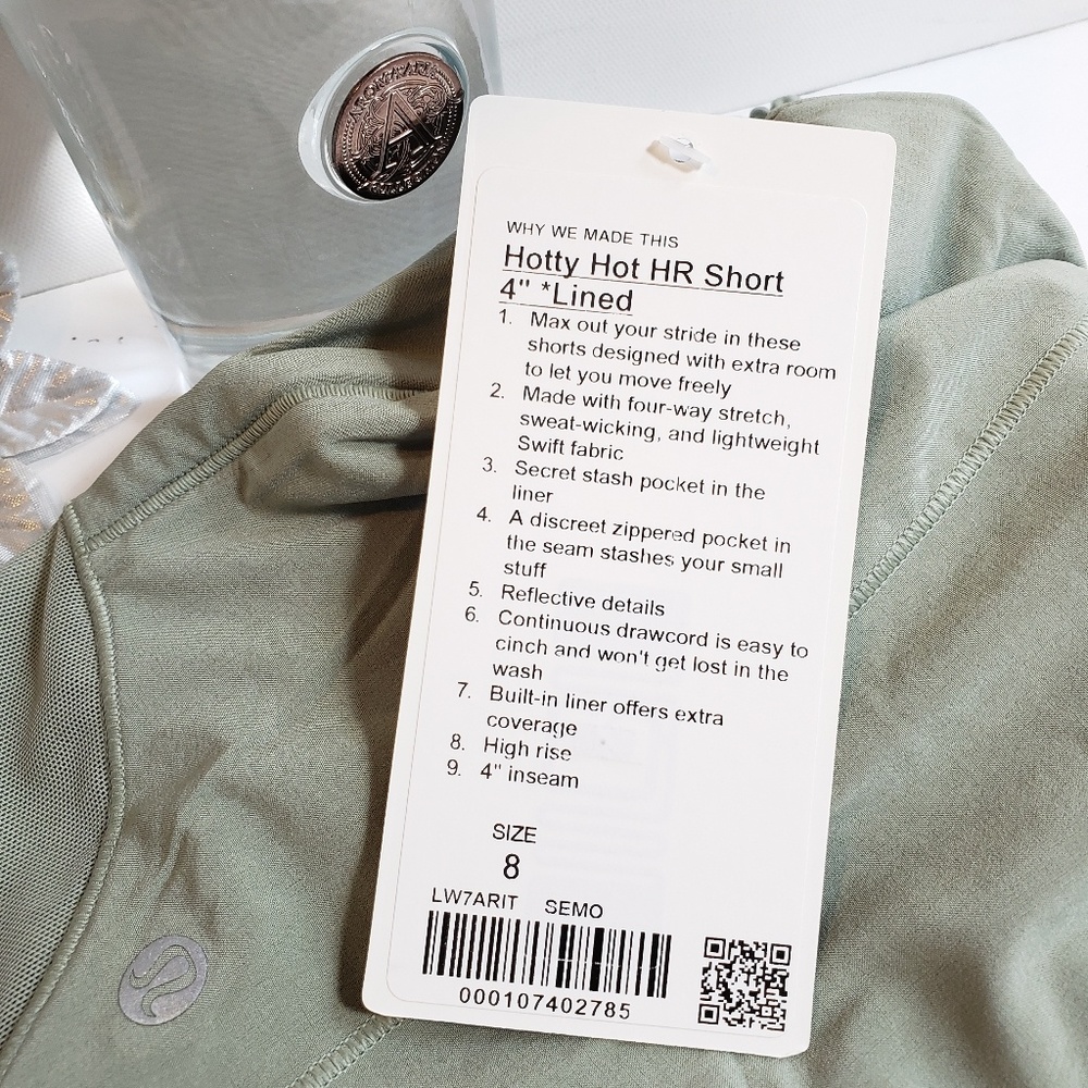 NWT, Lululemon Sea Moss Hotty Hot HR Short 4", 8 - Picture 8 of 8